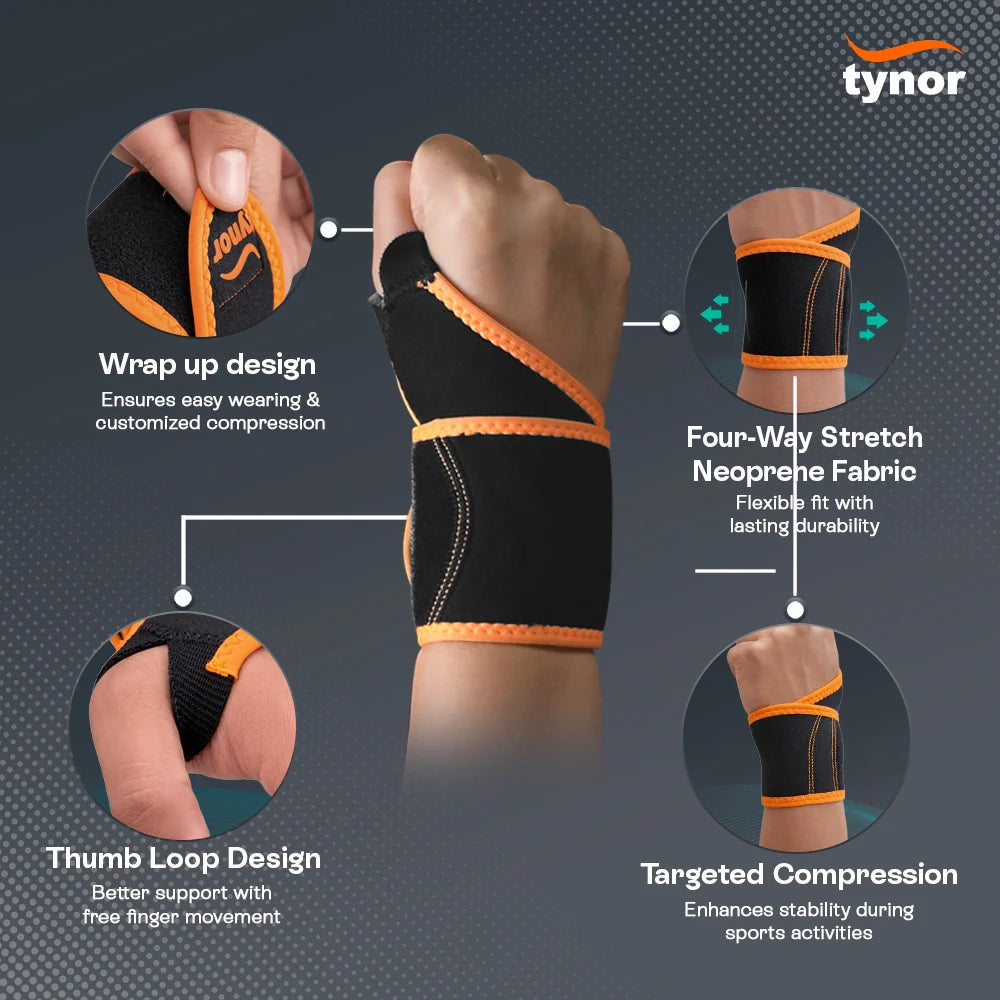 Wrist Support with Thumb Loop - Neon Orange