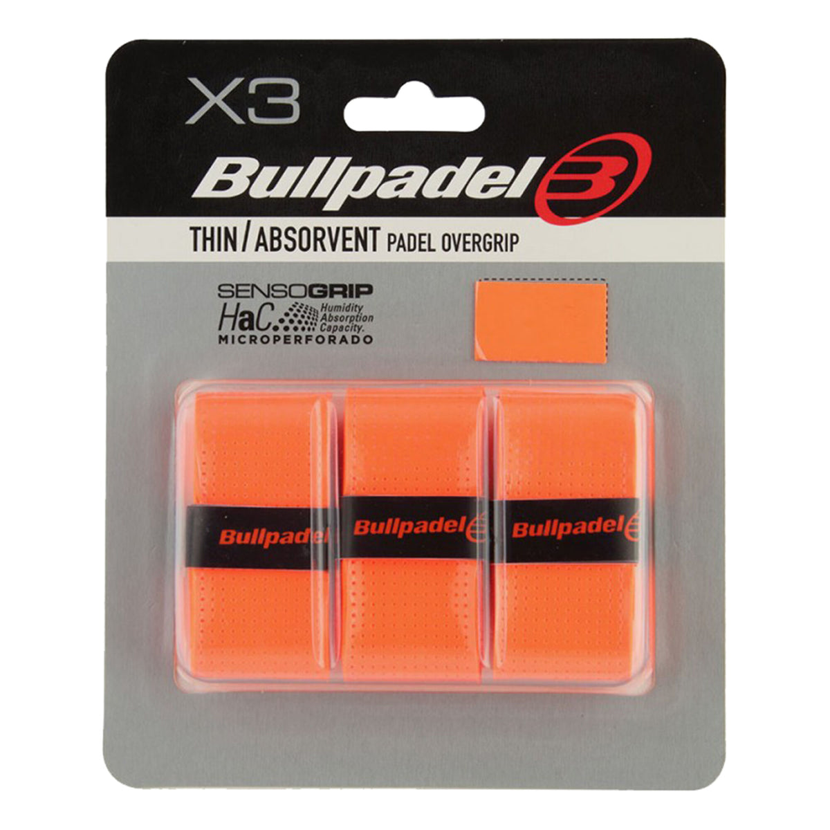 Bullpadel Overgrip Perforated X3- Orange